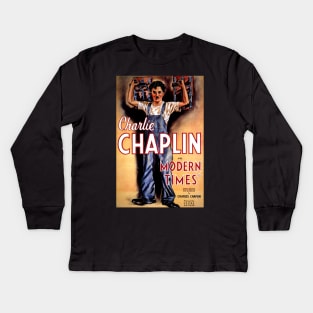 Classic Comedy Movie Poster - Modern Times Kids Long Sleeve T-Shirt